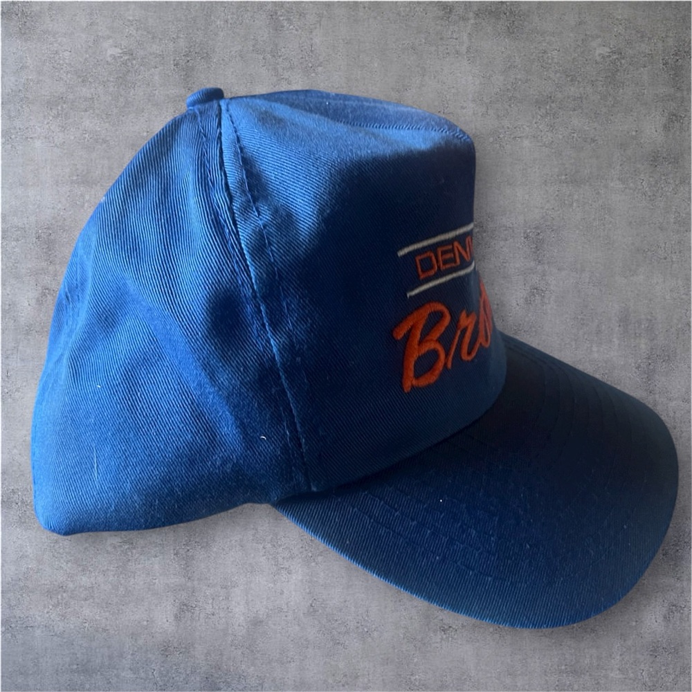 VTG Denver Broncos NFL Blue Script Spell Out Snapback Cap Football Hat 1990’s - Picture 3 of 6